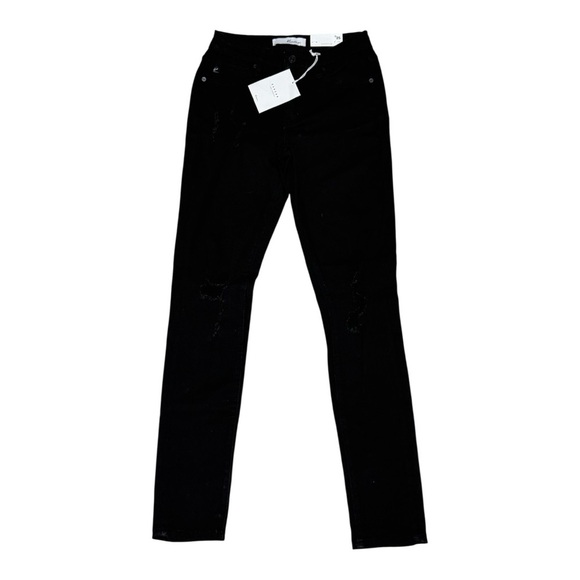 Kancan Black Distressed Skinny Jeans Women’s Size 25 Mid Rise Stretch - Picture 9 of 11
